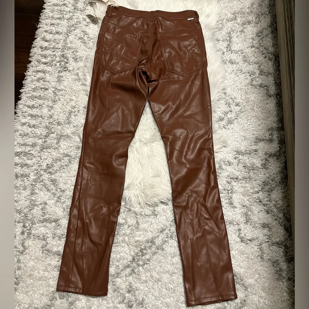 RARE MOTHER Rail Skimp Coated Pants NWT 28 High Rise Leather Look Straight Leg